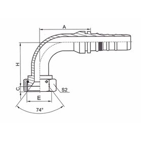 Hydraulická koncovka DKJ 4SH 25 1.5/16" 90° + obj.